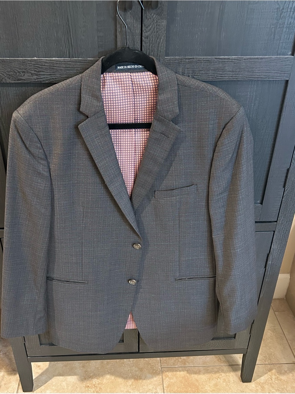 Original Penguin Charcoal Gray Sport Coat with Pink Patterned Lining